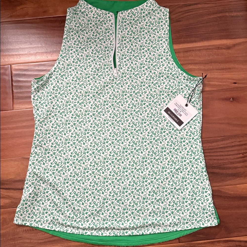 Belyn Key Green Floral Reversible Top